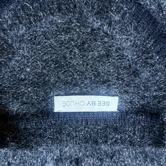 See by Chloé Mohair Wool Blend Sweater Size 4 Grey Luxury Knit Cozy Designer - Picture 10 of 10